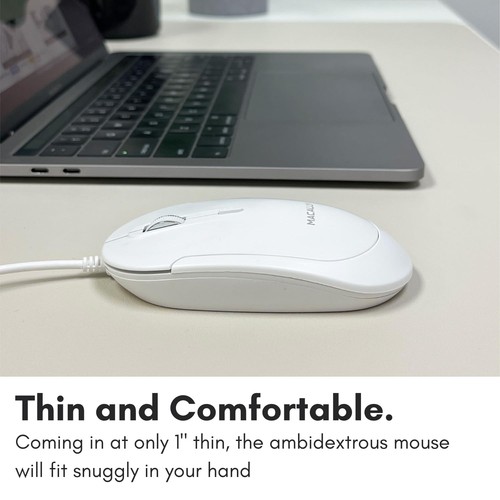 Kabelgebundene USB C Maus für Mac und PC - schlank, leise und zuverlässig - 3 Tasten Layou... - Bild 3 von 6
