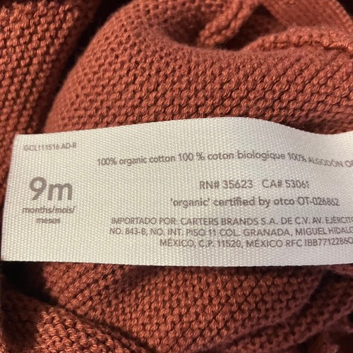 Carters Little Planet Size 9m Burnt Orange Knit Overalls Organic Cotton - Picture 5 of 5