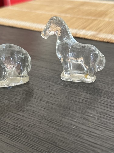 L.E. Smith Miniature Clear Glass Horse And Elephant Figurines - Picture 3 of 6