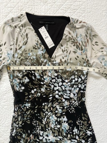 White House Black Market Dress Size 00 Wrap Surplice V Neck Belted Floral NWT - Picture 4 of 11