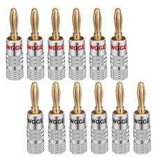 WG-009 Banana Plugs Audio Jack Connector, 24k Gold Dual Screw Lock Speaker Co...
