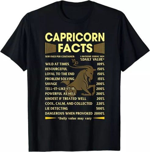Capricorn Facts Zodiac Funny Capricorn Birthday Gift Tees S-3XL - Bild 1 von 1
