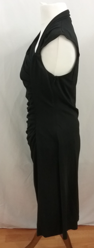 Vera Wang Black Midi Dress with Flowing Drape Effect. Size 14. Sleeveless. VGC - Picture 4 of 11