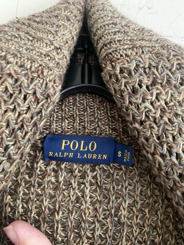 Polo Ralph Lauren Green Beige Brown Linen Cotton Men's Cardigan S Recent - Picture 2 of 4