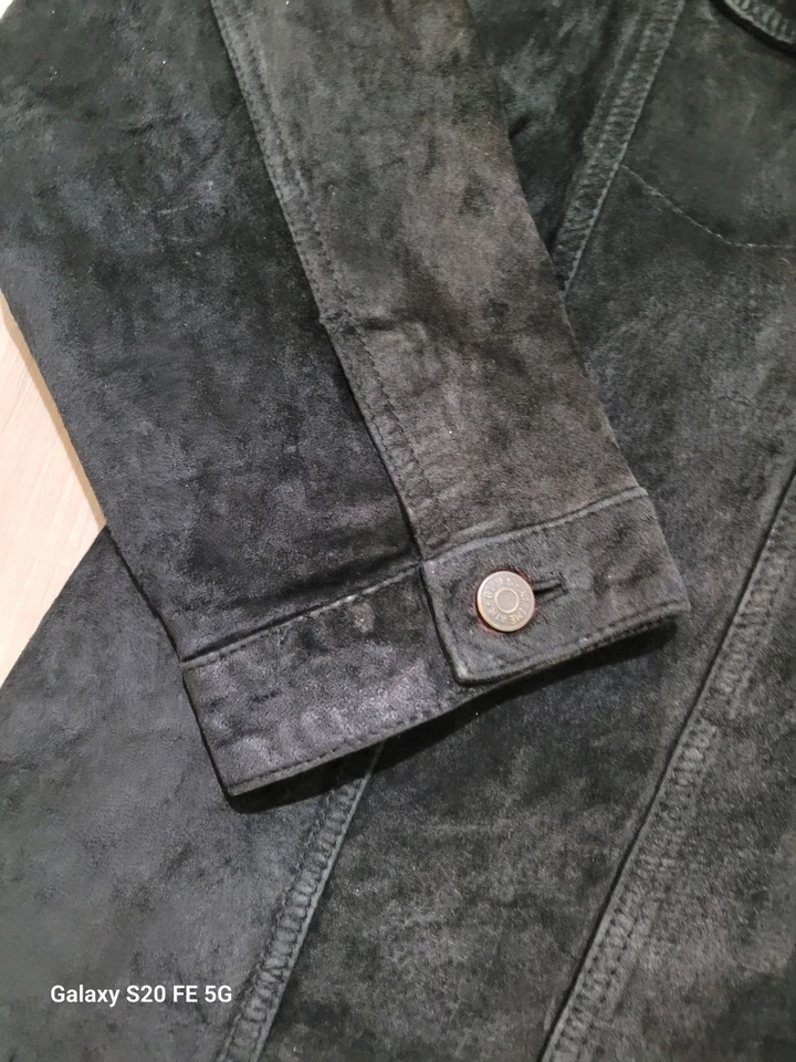 Chaqueta de cuero de gamuza negra Xtreme Air Blues para mujer 1X botón faltante Foto 2 de 4