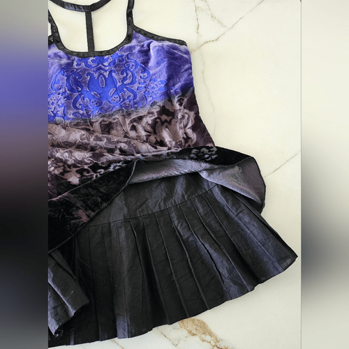 Free People Womens Blue Sequined Forbidden Ivy Pleated Silk Velvet Mini Dress 2 - Picture 8 of 16