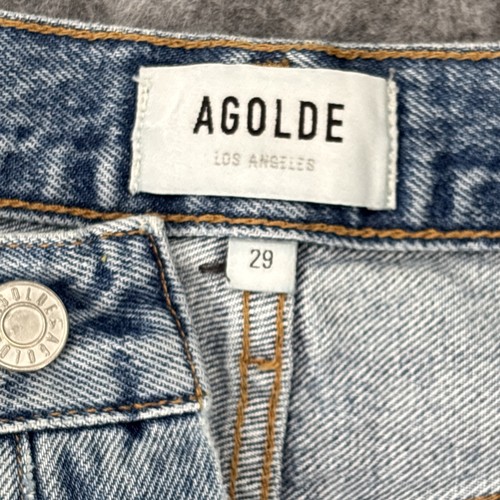 Agolde Jeans Women's 29 Fen Blue Pants High Rise Distressed Button Fly Relaxed - Picture 3 of 15