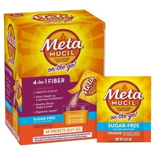 Metamucil Psyllium Fiber Supplement Powder Packets - Sugar Free - Orange - 44ct