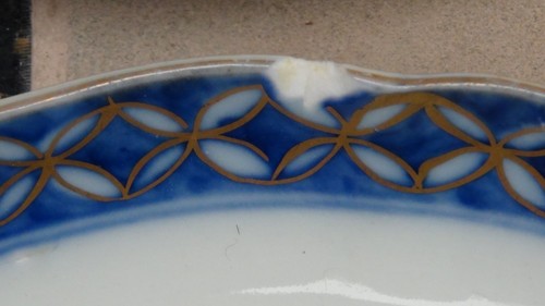 SET DI 4 PIATTI ANTICHI RARI GIAPPONESI ARITA IMARI PORCELLANA FIORI BLU - Foto 6 di 8