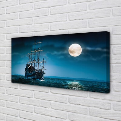 Tulup Leinwandbild 120x60 Wandkunst Sea Stadt Mond Schiff