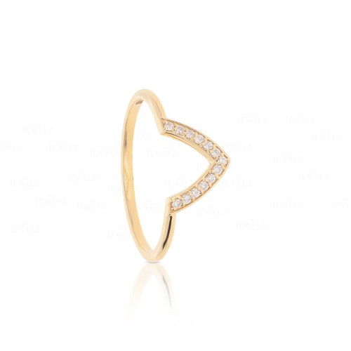 14K Gold 0.08 CT VS/F-G Diamond V Shape Engagement Wedding Ring - The Jewelz - Picture 6 of 8