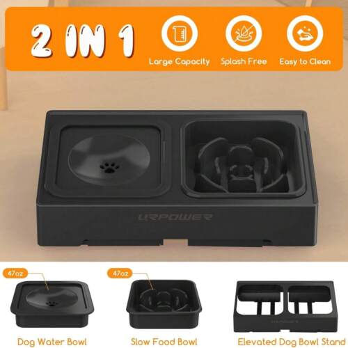 Hot 2 in 1 Elevated Slow Feeder Dog Bowl - Spill Proof Dog Water Bowl - Picture 6 of 9
