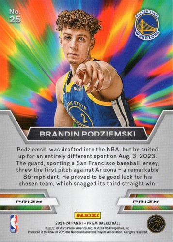 2023-24 Panini Prizm Instant Impact Silver Prizm #25 Brandin Podziemski Rookie - Picture 2 of 2