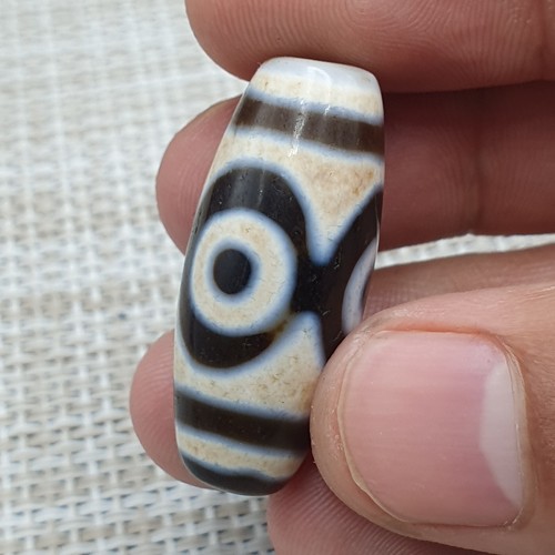 Stunning Vintage 3 Eyes Himalayan Tibetan Agate Dzi Bead Amulet - 第 10/22 張圖片
