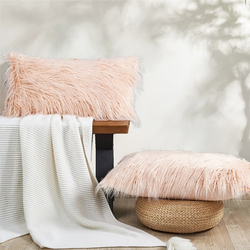 Faux Fur Solid Decorative Pillow Cover Fluffy Mongolian Luxury Fuzzy Pillow Case - Picture 32 of 172