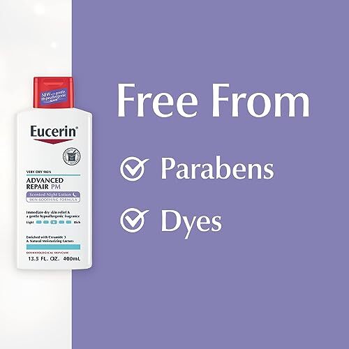 Eucerin Advanced Repair Night Lotion 48 Hour Moisture for Dry Skin 13.5 Fl Oz - Picture 7 of 13