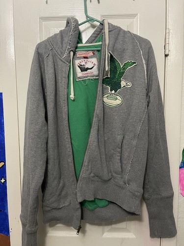 philadelphia eagles mitchell and ness zip up hoodie kelly green logo size medium - Picture 1 of 4