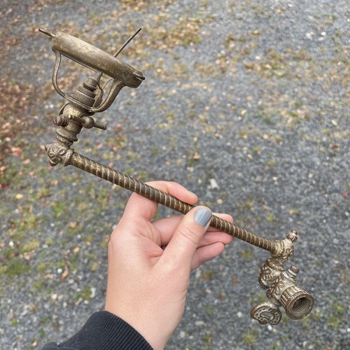 Antique Twist Brass Victorian Wall Sconce Lamp Bracket Architectural 19th C. - Picture 12 of 12