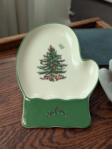 Spode Christmas Tree Mitten Dish Mini Serving Plate Holiday Art Festive Art - Picture 15 of 16