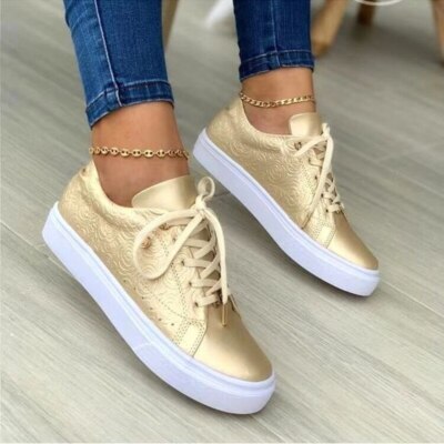 Zapatillas De Deporte Vulcanizadas Para Mujer Zapatos Planos Tenis Caminar  Moda