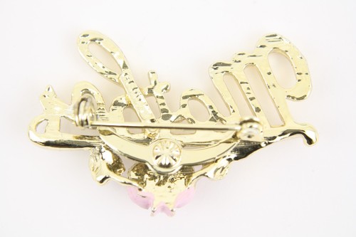 Vintage Pink Rose Mothers Day Pin Brooch Signed Gerry's Floral Enamel Gold Tone - Picture 2 of 4