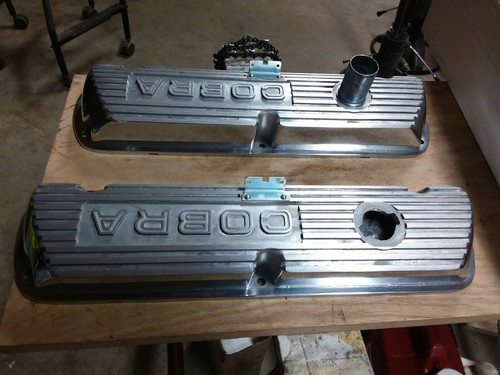 NOS Ford COBRA POLISHED valve covers 289/302/351 Sbf Mustang In Box - Bild 4 von 5