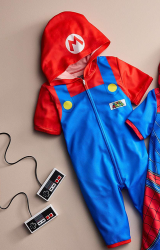 Boys Super Mario One Piece Pajamas Hoodie Union Suit Costume 6 8 10 12 Kart NWT - Picture 3 of 4