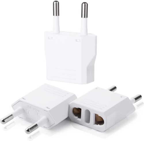 Bates European Plug Adapter 3 Pack US to EU Power Converter Type C Travel White - Picture 2 of 9