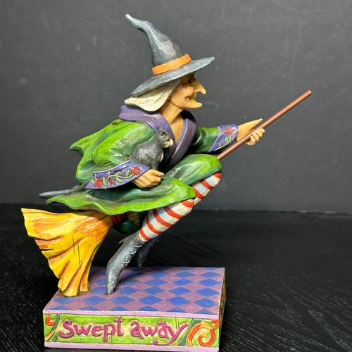 Jim Shore Heartwood Creek "Swept Away" Hexe auf Besen mit schwarzer Katze - 2006 - Bild 1 von 10