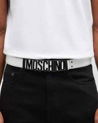 Moschino Men's White Logo-Buckle Leather Belt | eBay Moschino Men's White Logo-Buckle Leather Belt | eBay