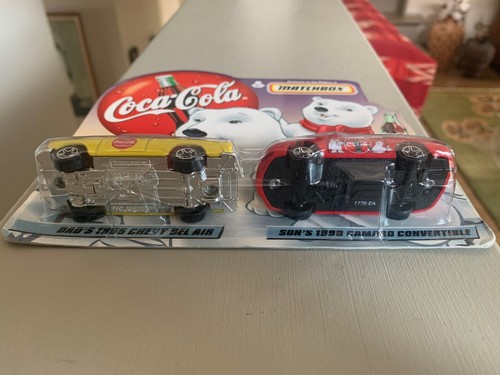 Coca-Cola Matchbox Cars Dad's 1955 Chevy Bel Air - Son's 1998 Camaro Convertible - Picture 4 of 4