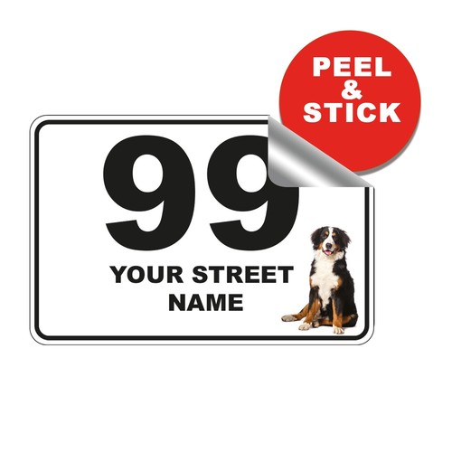 4x Wheelie Bin House Number Decal Sticker Street Name Custom Bernese Mountain - Picture 2 of 4
