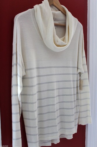 NWT Coldwater Creek Beautiful Merino White Silver Cowl Neck Sweater M 10 12 $80 - Picture 2 of 8