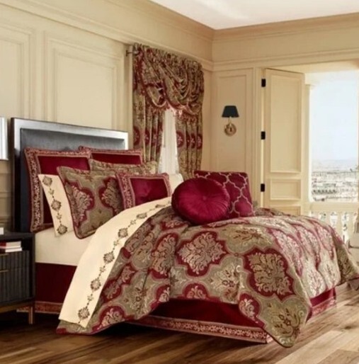 J Queen New York Guiliana Crimson 13Piece Queen Comforter Curtain