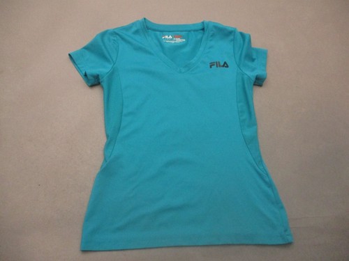 FILA Size 7/8 Girls Blue V-Neck Short Sleeve Breathable Athletic T-Shirt 091 - Picture 1 of 5