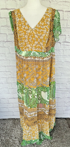 CHEZTU Abiti Donna Giallo Multi Stampa Maxi Abito Taglie Forti 16 - Foto 12 di 16