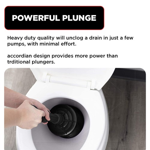 Supply Giant 12” Plastic Handle Heavy Duty Accordion Toilet Plunger NEW USA FREE - Picture 6 of 6