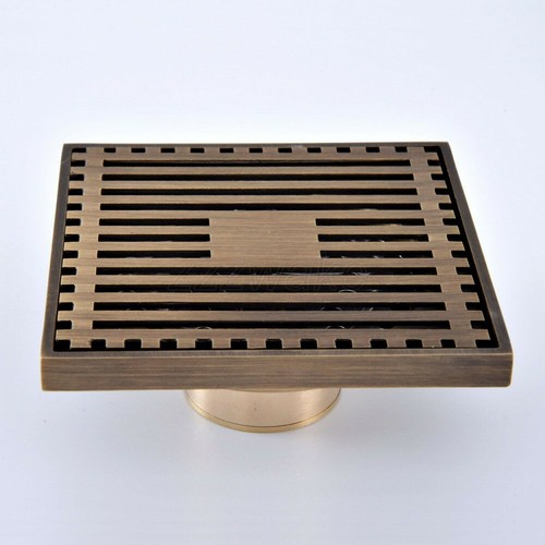 Antique Brass Art Carved Bathroom Floor Drain Waste Grate Shower Drainer Zhr068 - Picture 3 of 8