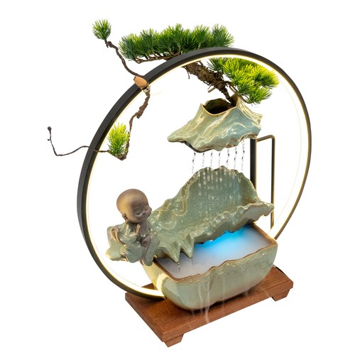 Indoor Relaxation Desktop Water Fountain with Pump & Atomizer Tabletop Ornament - Picture 7 of 10