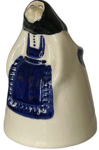 Native American Pottery Woman Utensil Holder Vase Planter Has Crazing Cobalt 8" - Picture 2 of 11