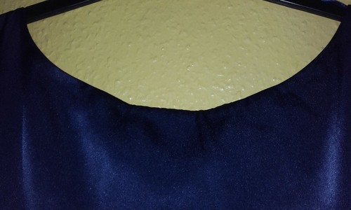 Satin shift dress, navy blue - size 16 - love label - scoop neck and cap sleeves - Picture 2 of 5
