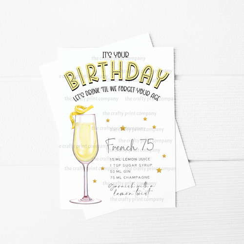 It's Your Birthday Cocktail Recipe A5 Greeting Card, Alcohol Booze, For Him, Her - Picture 11 of 27