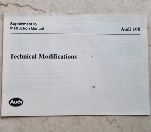 Audi 100 Technische Änderungen Ergänzung Betriebsanleitung Betriebsanleitung Handbuch