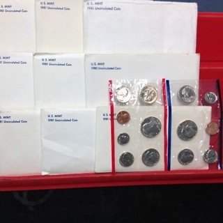 9 Set Lot of 1981 P D S Mint Uncirculated Sets ORIGINAL KEY!