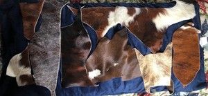 Cowhide Scraps Crafts 1lb Long And Short Hair 9pc Various