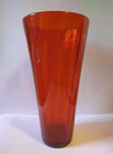 Beautiful Murano Orange 13.5" Tall Italian Mid Century Modern Flared Glass Vase