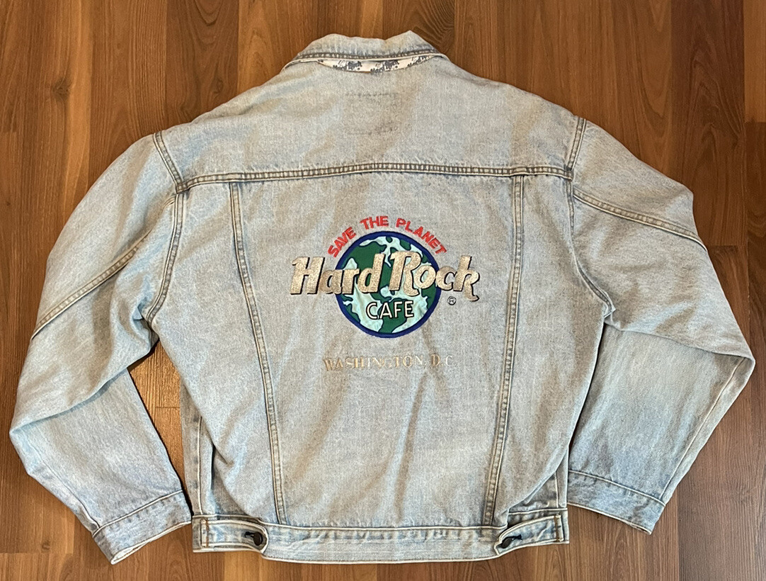 Hard Rock Cafe Denim Jacket L Washington DC Save The Planet Cotton 