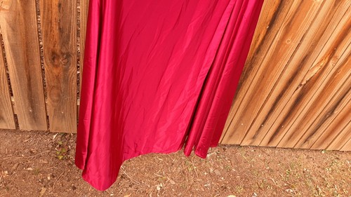 Youjiayi Formal Spaghetti Strap Satin Dress Slit Long A-Line Burgundy Red Sz 2 - Picture 4 of 8