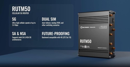 Teltonika RUTM50 5G Routeur Industriel Basculement Double SIM, WiFi 5, Go Ethernet - Photo 8/9