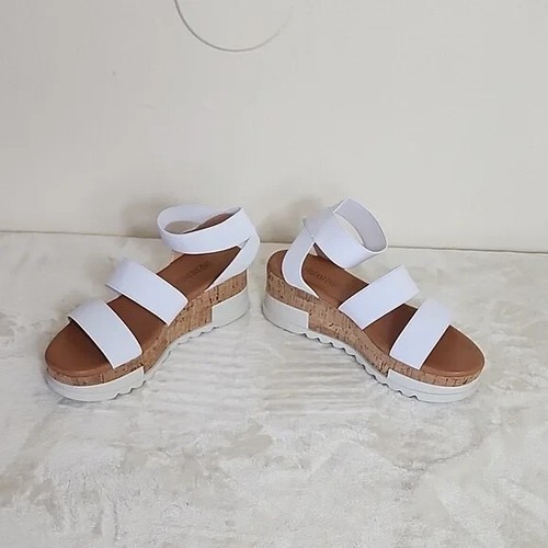 Dream Pairs Reed-1 White Stretch Ankle Strap Platform Sandals - Picture 3 of 6